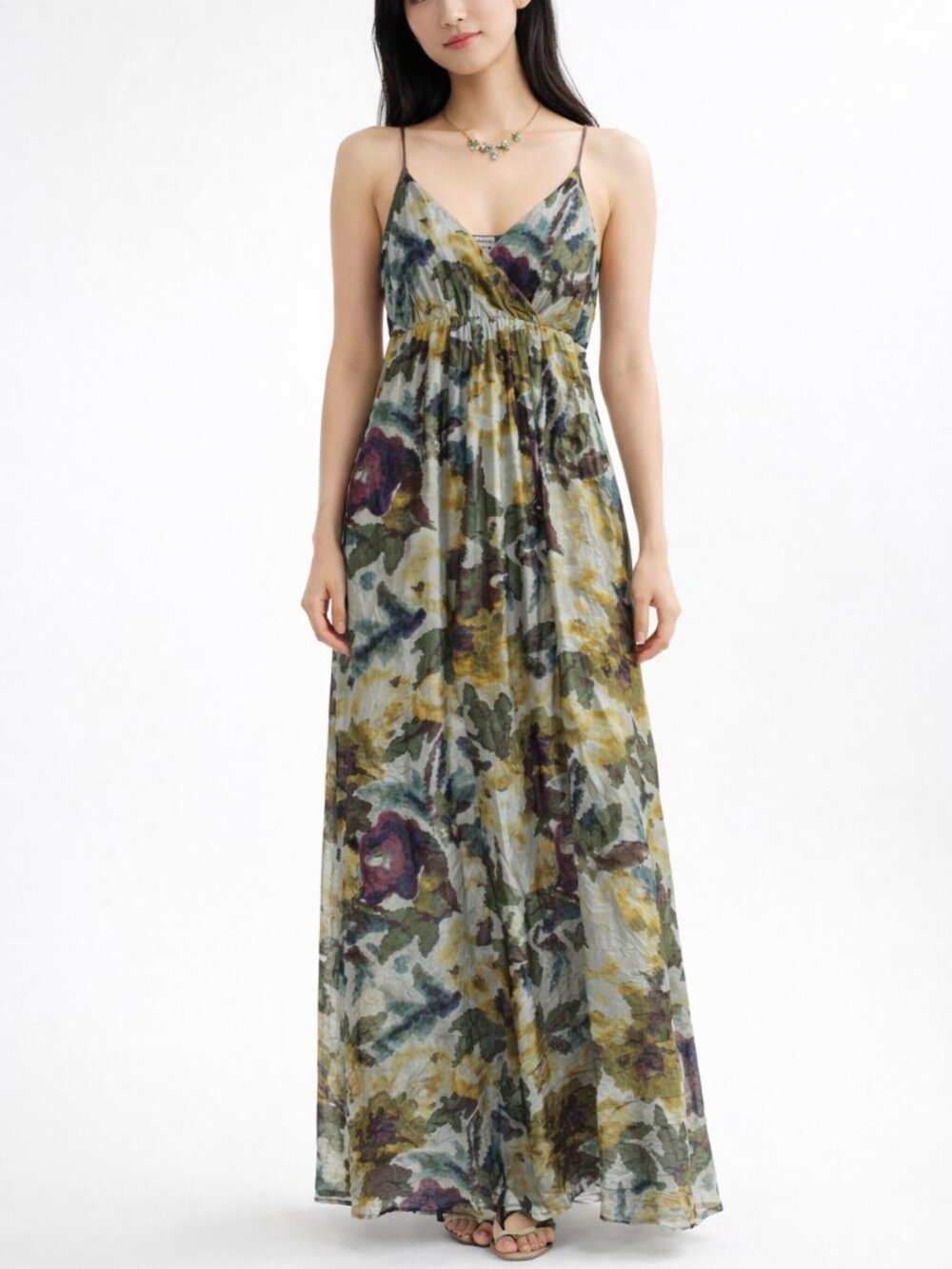 Silk Floral Maxi Dress XS Size 1 Romantic Cottagecore Elegant Slip Dress